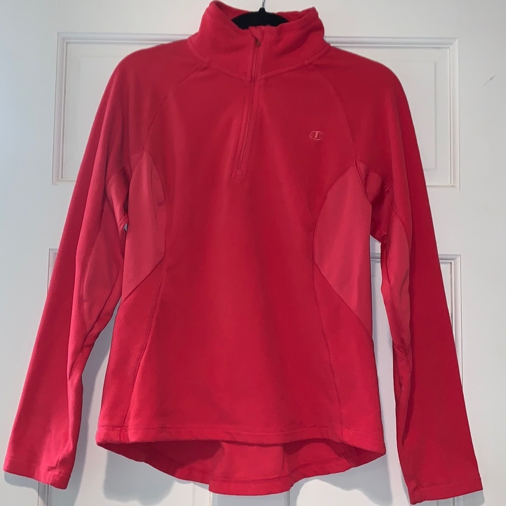 Champion Quarter Zip Soft Fleece Mock Pullover Size Medium Hot Pink - Picture 2 of 12